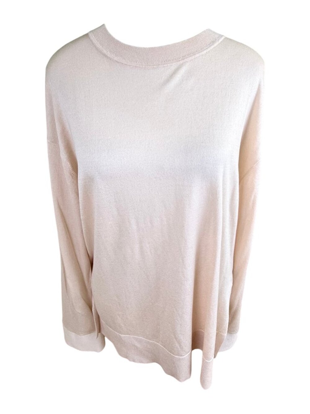 Theory Sweater Silk Cotton Fine Gauge Pale Pink Karenia Halo (L)
